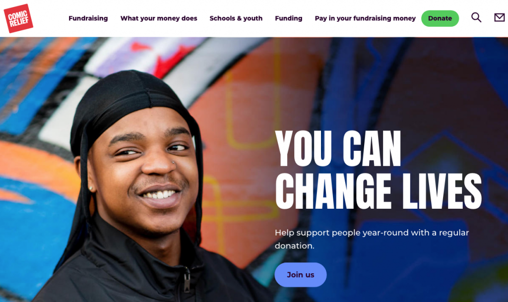 example of a great charity website with engaging image