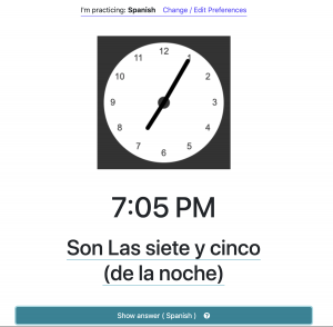 Online learning to tell the time in Spanish